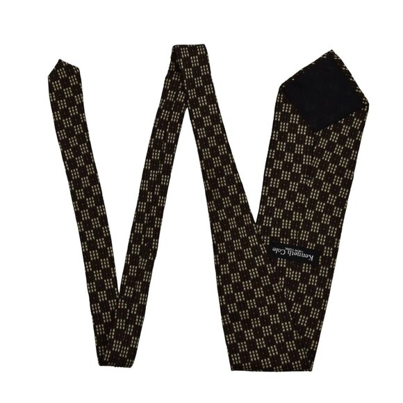Kenneth Cole New York Mens Necktie Tie Geometric Brown Cream Black 59 in - Picture 4 of 6
